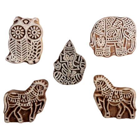 Set of 5 Piece New Mix Wooden Printing Block